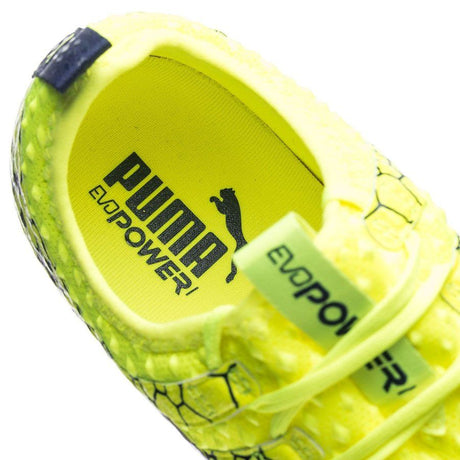 Botines de fútbol PUMA Evopower Vigor 1 Graphic FG para terreno firme - Amarillo seguridad/Plateado