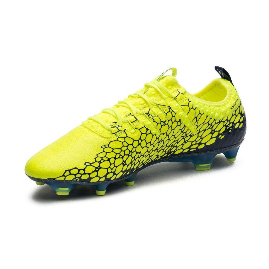 PUMA Evopower Vigor 1 Graphic FG Firm Ground Soccer Cleats - Safety Yellow/Silver