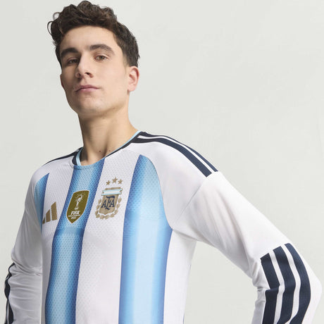 adidas Argentina Home Authentic Long Sleeve Men's Soccer Jersey 26 - White/Blue - Best Buy Soccer