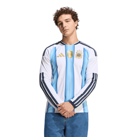 adidas Argentina Home Long Sleeve Men's Soccer Jersey 26 - White/Blue - Best Buy Soccer
