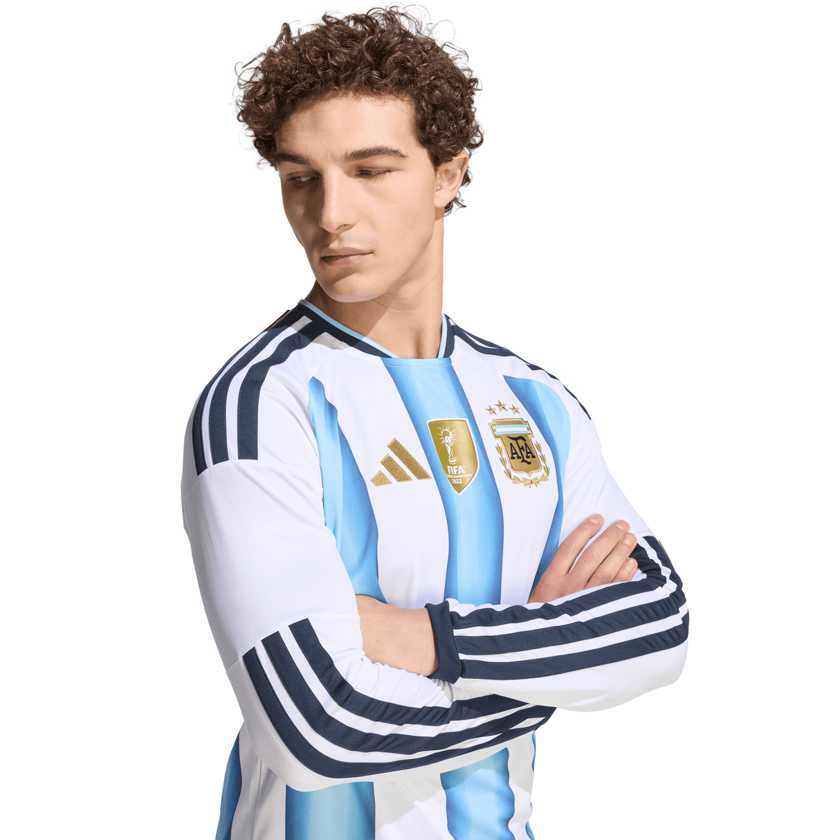 adidas Argentina Home Long Sleeve Men's Soccer Jersey 26 - White/Blue - Best Buy Soccer