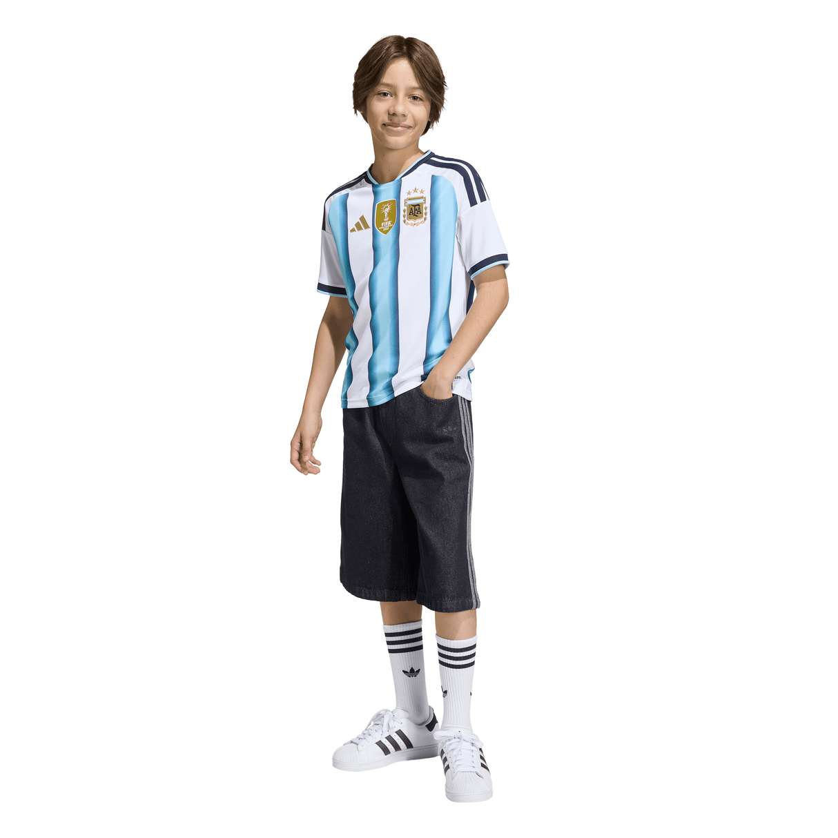 adidas Argentina Home Youth Soccer Jersey 26 - White/Blue - Best Buy Soccer