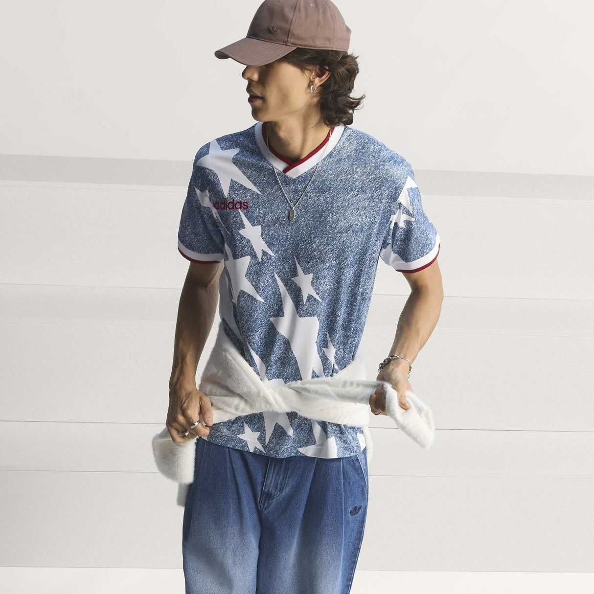 adidas Denim Graphic Soccer Jersey - White/Blue - Best Buy Soccer