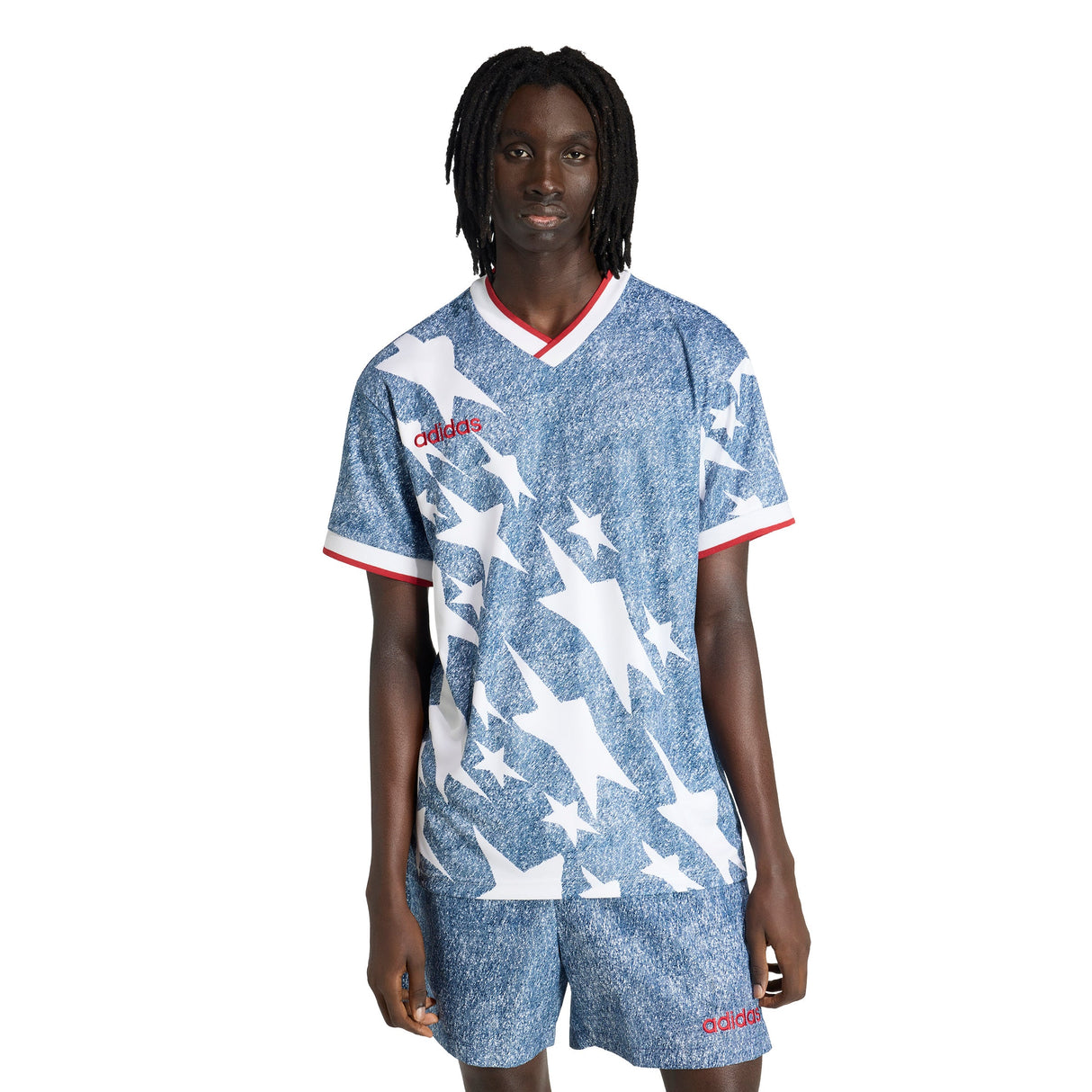 adidas Denim Graphic Soccer Jersey - White/Blue - Best Buy Soccer