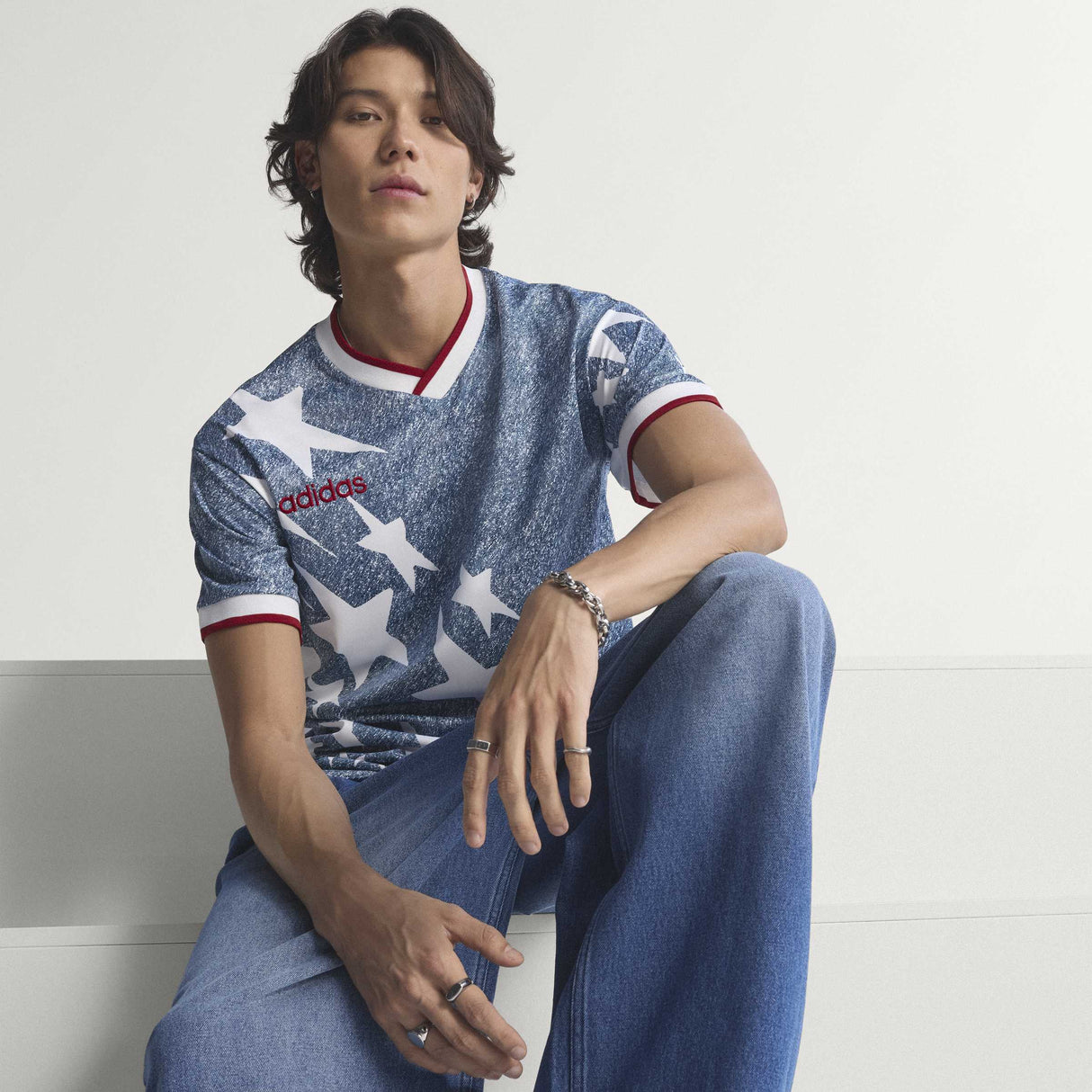 adidas Denim Graphic Soccer Jersey - White/Blue - Best Buy Soccer