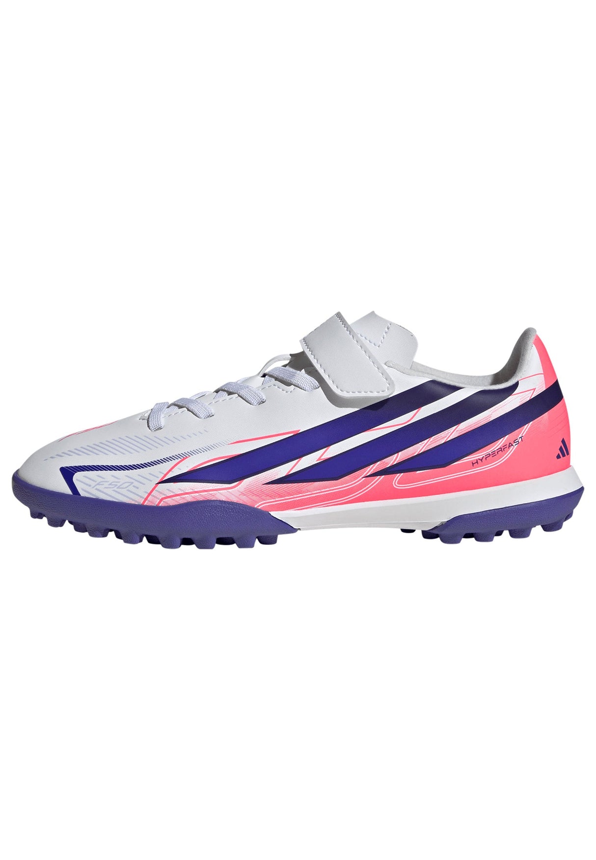 adidas F50 Hyperfast Club Hook & Loop Turf Youth Soccer Cleats - White/Purple - Best Buy Soccer