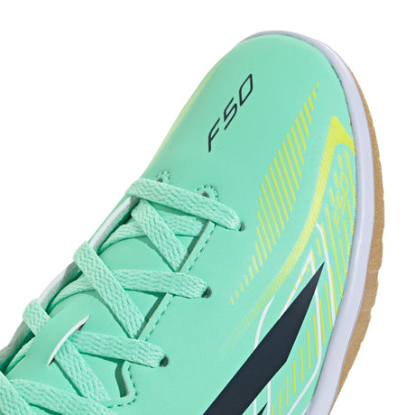 adidas F50 Hyperfast Club IN Indoor Youth Soccer Shoes - Mint/Navy/Lemon - Best Buy Soccer