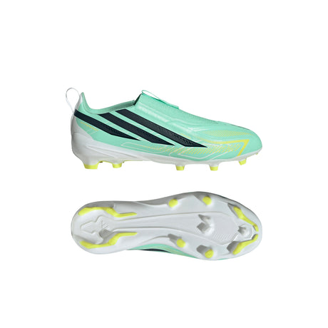 adidas F50 Hyperfast League Laceless FG Firm Ground Youth Soccer Cleats - Mint/Navy/Lemon - Best Buy Soccer