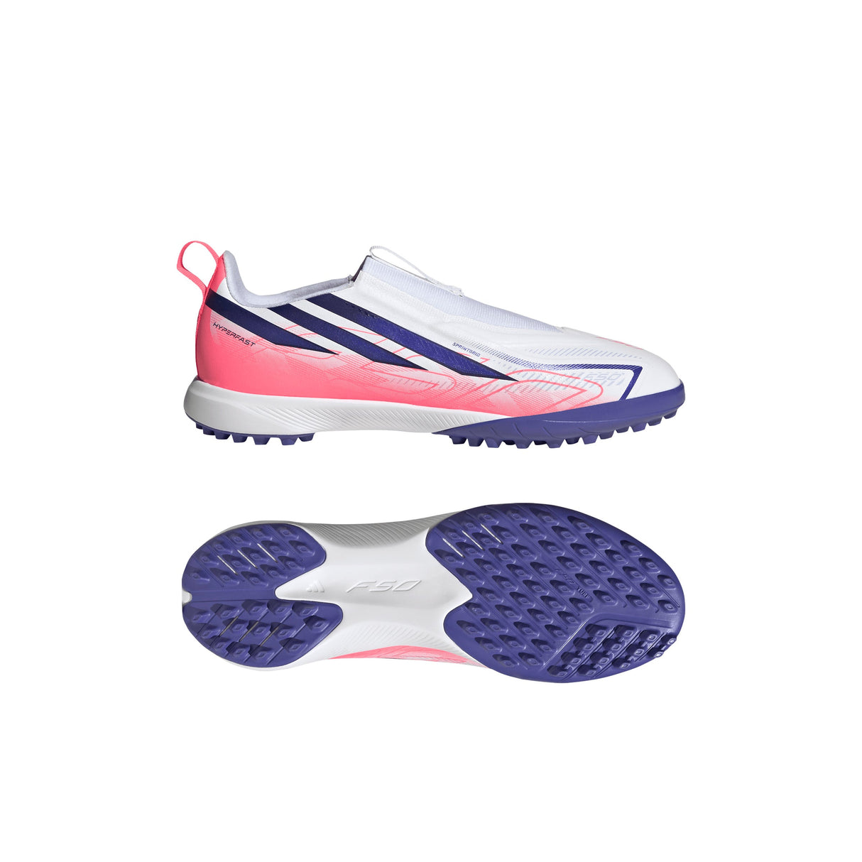 adidas F50 Hyperfast League Laceless Turf Youth Soccer Cleats - White/Purple - Best Buy Soccer
