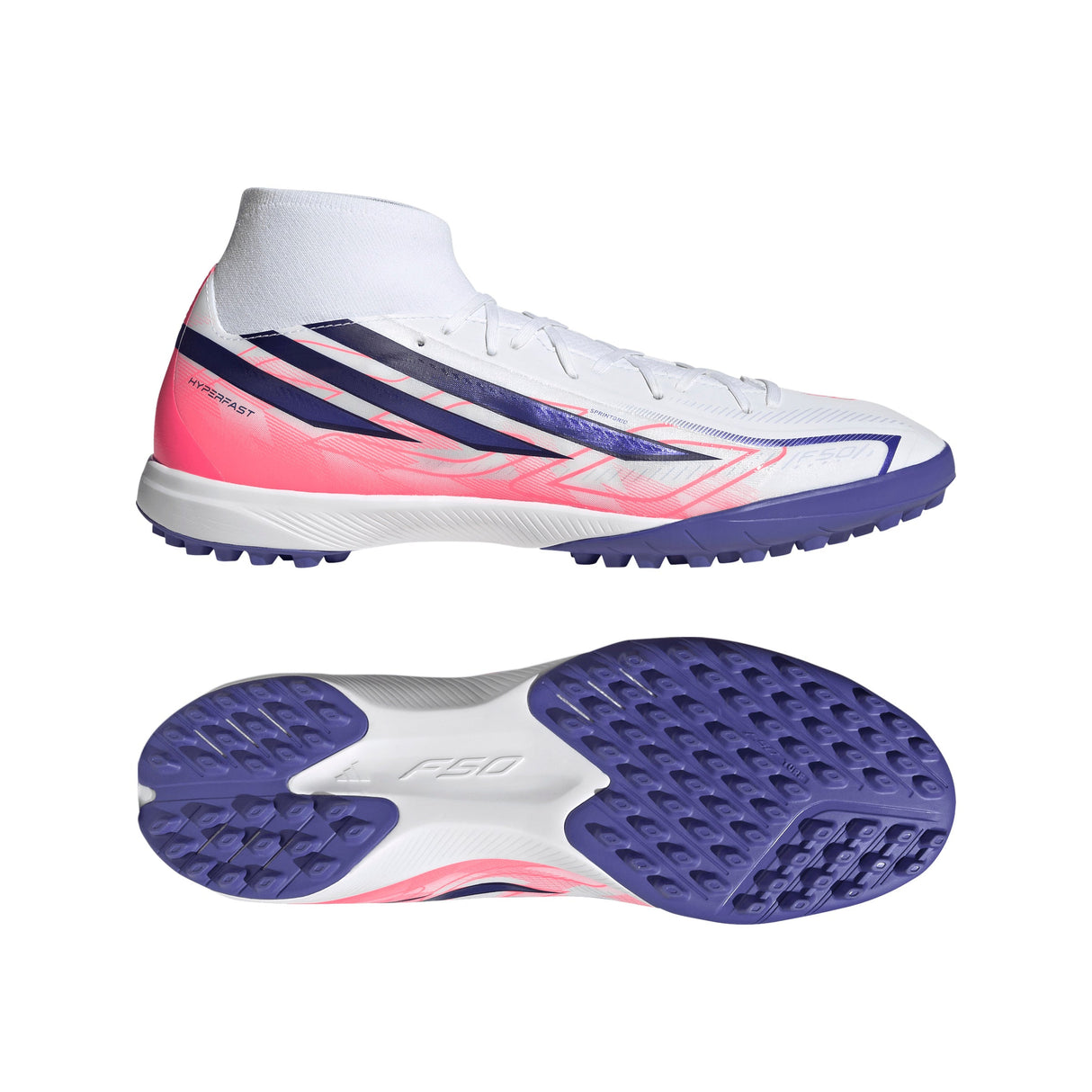 adidas F50 Hyperfast League Mid Turf Men's Soccer Cleats - White/Purple - Best Buy Soccer