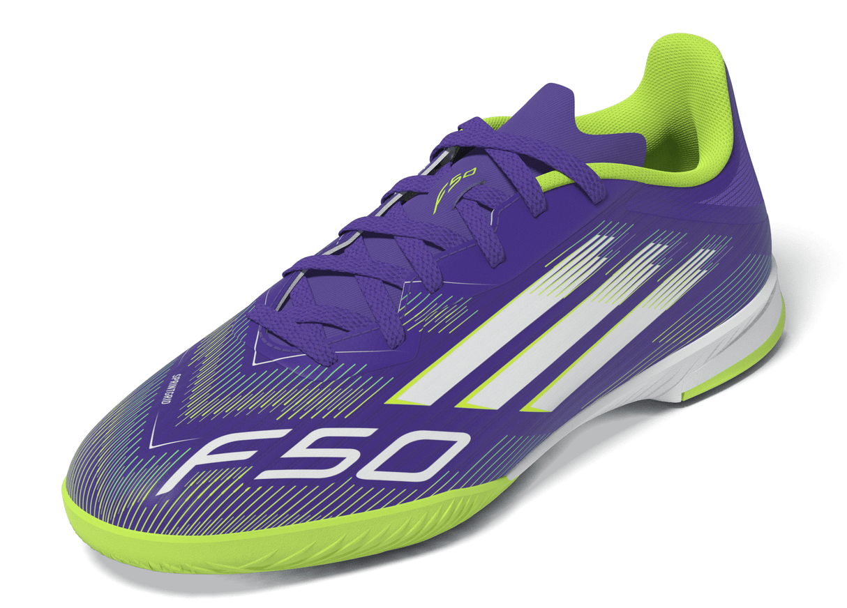 adidas F50 League Indoor Soccer Shoes Kids - Purple/White/Lemon - Best Buy Soccer