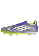 adidas F50 League Laceless FG/MG Men's Soccer Cleats - Purple/White/Lemon - Best Buy Soccer