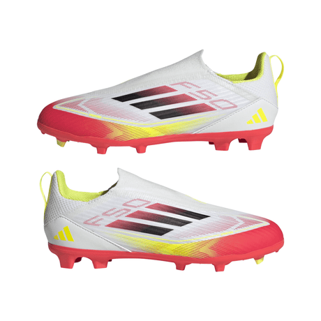 adidas F50 League Laceless FG/MG Youth Soccer Cleats - White/Black/Yellow - Best Buy Soccer