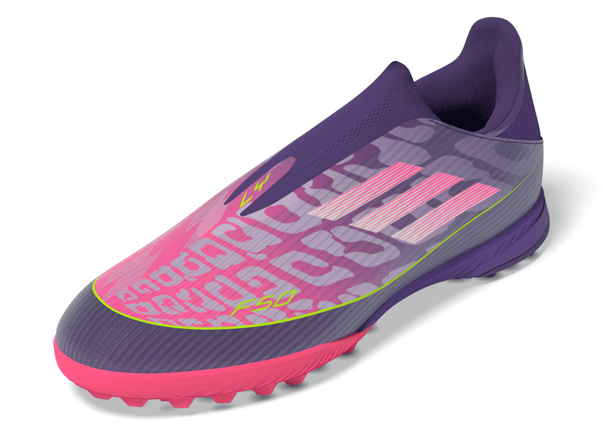 adidas F50 League LY Laceless TF Men's Soccer Cleats - Purple/White/Lemon - Best Buy Soccer