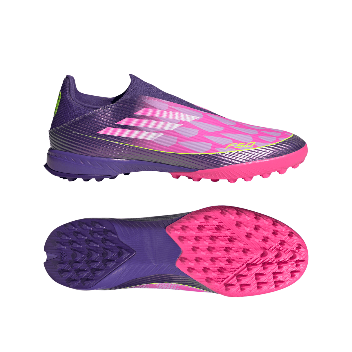 adidas F50 League LY Laceless TF Men's Soccer Cleats - Purple/White/Lemon - Best Buy Soccer