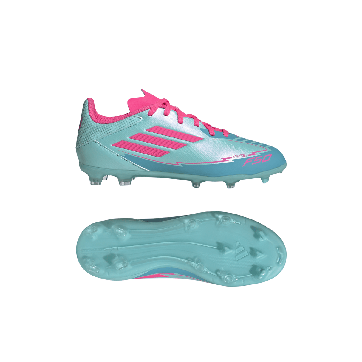 adidas F50 League Messi Firm/Multi - Ground Boots Junior Flash Aqua/Lucid Pink/Lucid Cyan - Best Buy Soccer