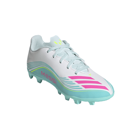adidas F50 Messi Club Firm Ground/Multi Ground Youth Soccer Cleats - White/Pink/Aqua - Best Buy Soccer
