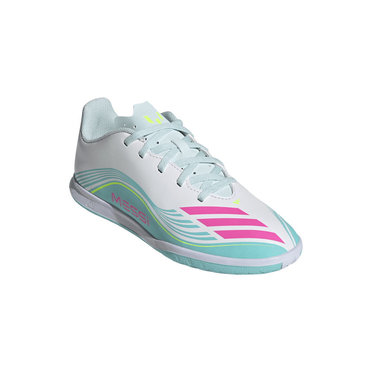 adidas F50 Messi Club IN Indoor Youth Soccer Shoes - White/Pink/Aqua - Best Buy Soccer