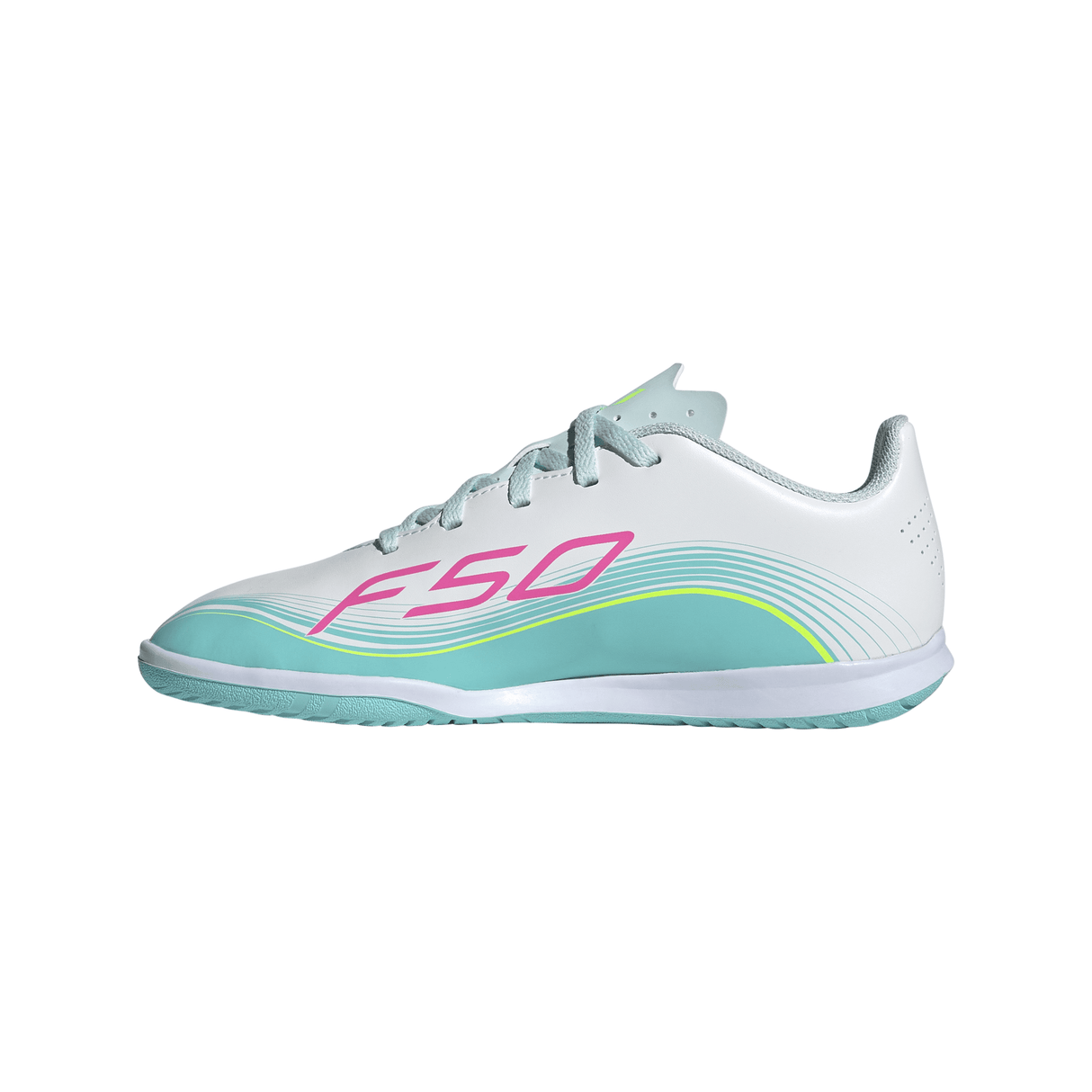adidas F50 Messi Club IN Indoor Youth Soccer Shoes - White/Pink/Aqua - Best Buy Soccer