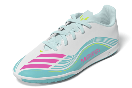 adidas F50 Messi Club IN Indoor Youth Soccer Shoes - White/Pink/Aqua - Best Buy Soccer