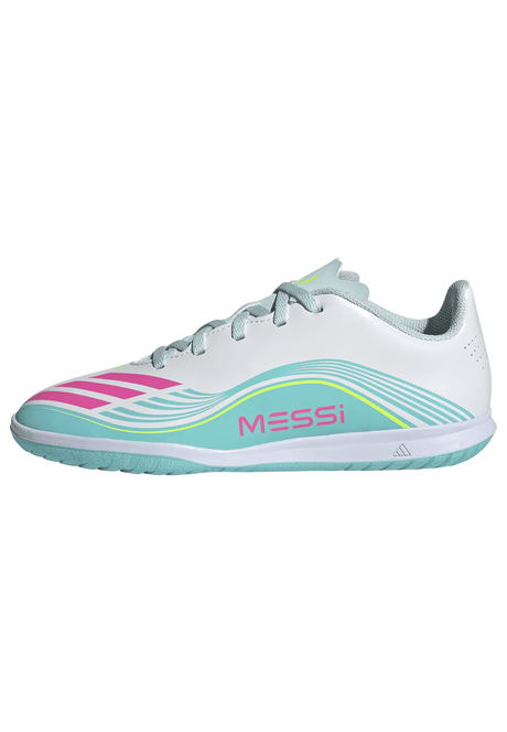 adidas F50 Messi Club IN Indoor Youth Soccer Shoes - White/Pink/Aqua - Best Buy Soccer