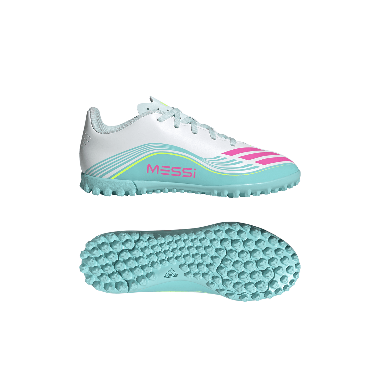 adidas F50 Messi Club TF Turf Youth Soccer Cleats - White/Pink/Aqua - Best Buy Soccer