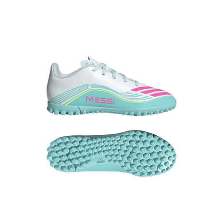 adidas F50 Messi Club TF Turf Youth Soccer Cleats - White/Pink/Aqua - Best Buy Soccer