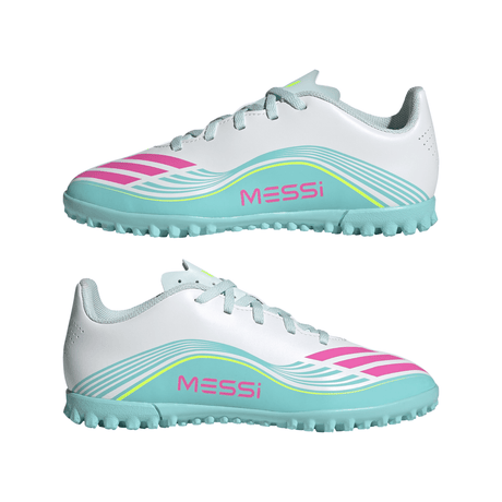 adidas F50 Messi Club TF Turf Youth Soccer Cleats - White/Pink/Aqua - Best Buy Soccer
