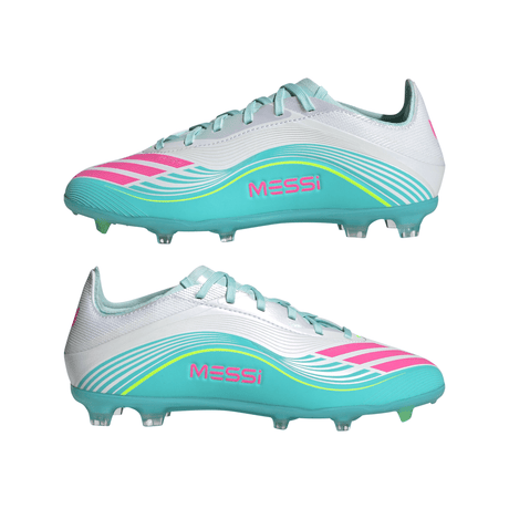 adidas F50 Messi Elite FG Firm Ground Youth Soccer Cleats - White/Pink/Aqua - Best Buy Soccer