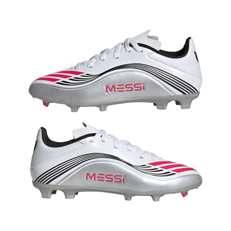 adidas F50 Messi League Firm/Multi - Ground Youth Soccer Cleats - White/Red/Silver - Best Buy Soccer