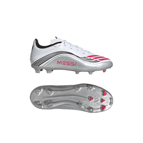 adidas F50 Messi League Firm/Multi - Ground Youth Soccer Cleats - White/Red/Silver - Best Buy Soccer