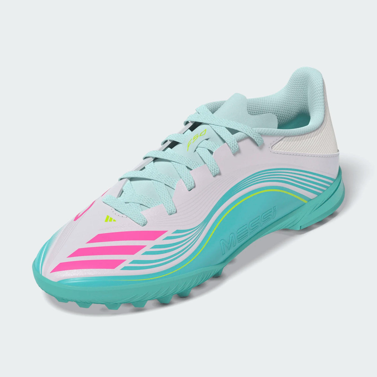 adidas F50 Messi League TF Turf Youth Soccer Cleats - White/Pink/Aqua - Best Buy Soccer