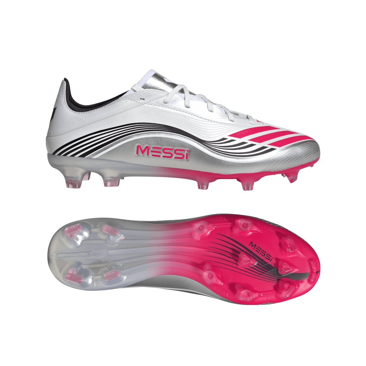 adidas F50 Messi Pro Firm Ground Soccer Cleats - White/Red/Silver - Best Buy Soccer