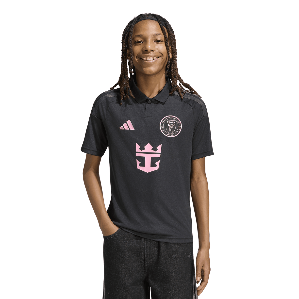 adidas Inter Miami CF Away Youth Soccer Jersey 26/27- Black/Pink - Best Buy Soccer