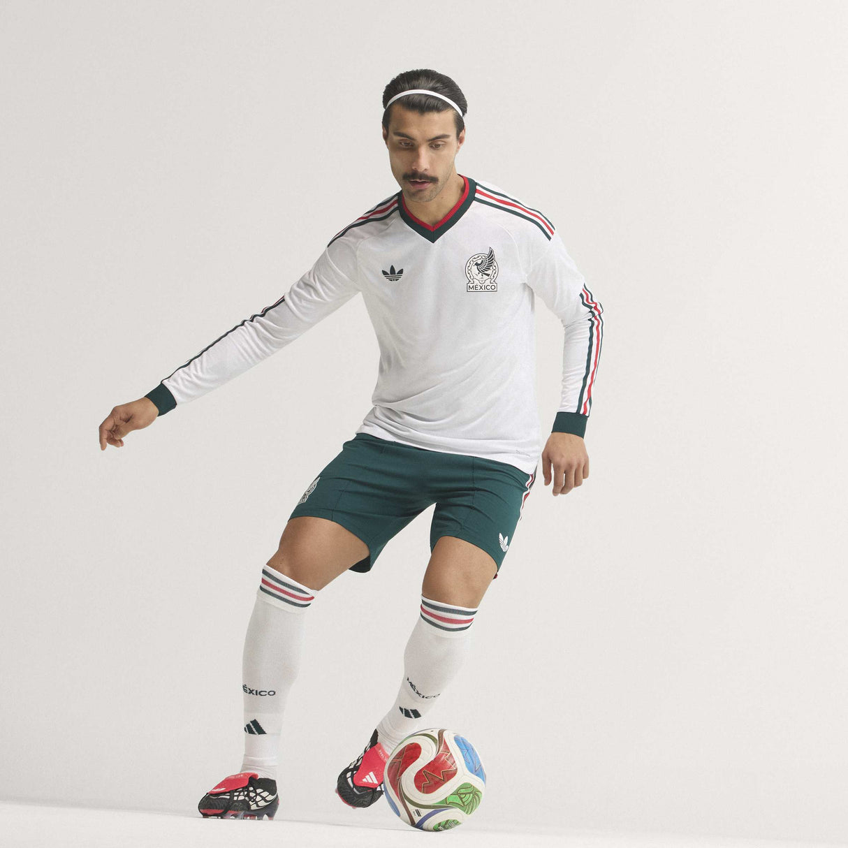 adidas Mexico Away Authentic Long Sleeve Men's Soccer Jersey 2026 - White - Best Buy Soccer