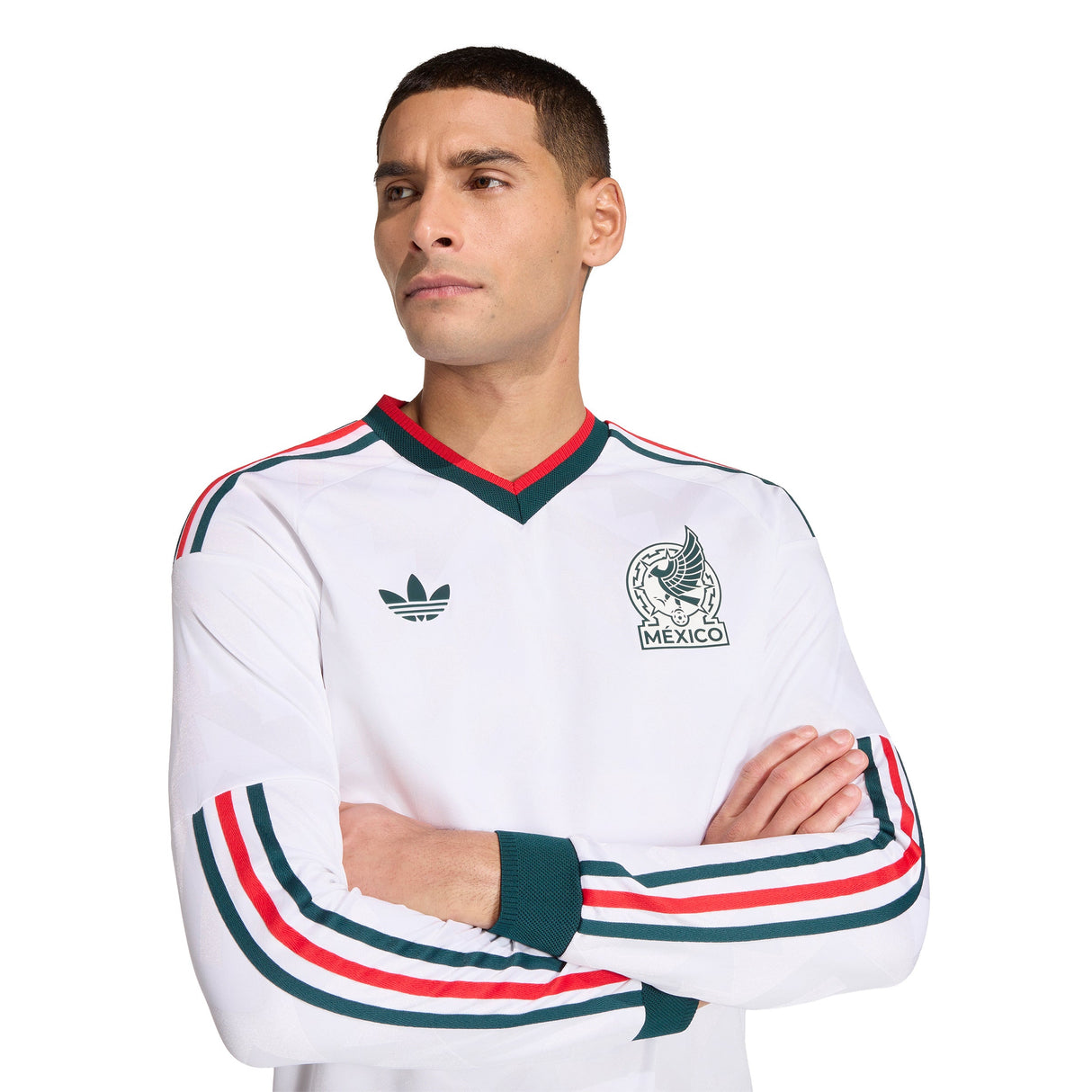 adidas Mexico Away Authentic Long Sleeve Men's Soccer Jersey 2026 - White - Best Buy Soccer