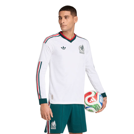 adidas Mexico Away Authentic Long Sleeve Men's Soccer Jersey 2026 - White - Best Buy Soccer