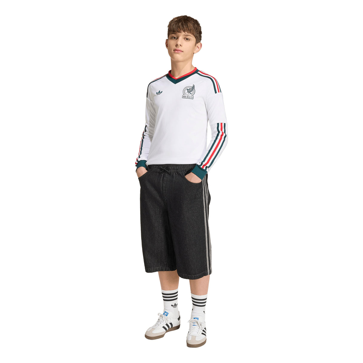adidas Mexico Away Long Sleeve Youth Soccer Jersey 2026 - White - Best Buy Soccer