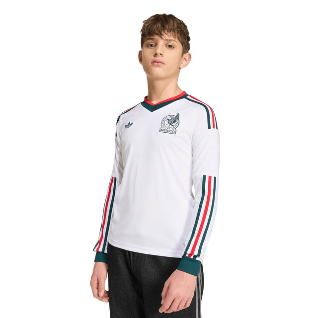adidas Mexico Away Long Sleeve Youth Soccer Jersey 2026 - White - Best Buy Soccer