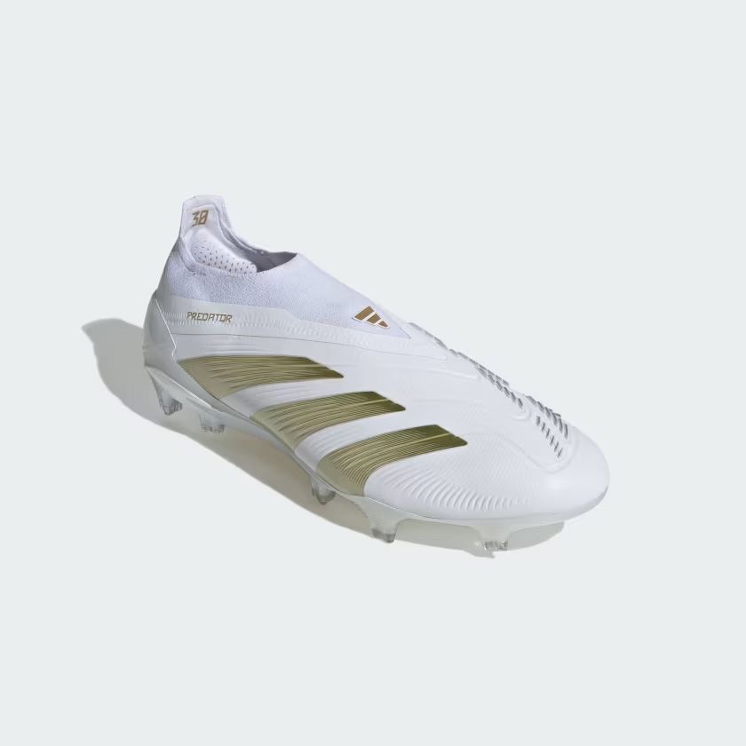 adidas Predator Elite LL FG Laceless Firm Ground Soccer Cleats - White/Gold Metallic - Best Buy Soccer