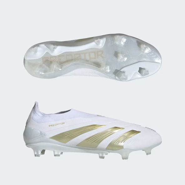 adidas Predator Elite LL FG Laceless Firm Ground Soccer Cleats - White/Gold Metallic - Best Buy Soccer
