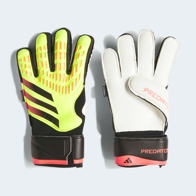 adidas Predator Match Fingersave Goalkeeper Gloves Solar Yellow/Black/Solar Red - Best Buy Soccer