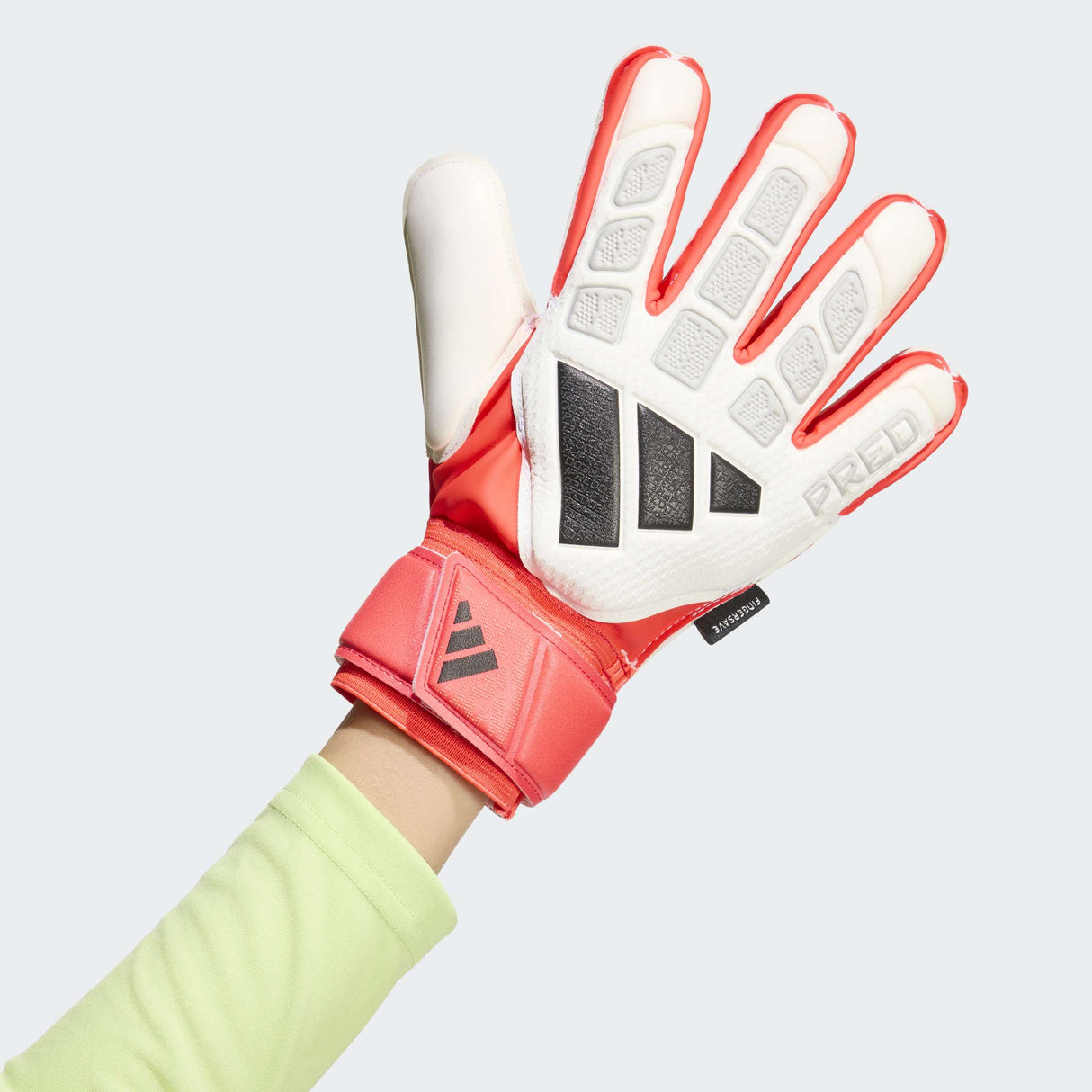 adidas Predator Match Fingersave Goalkeeper Youth Soccer Gloves - White/Red/Black - Best Buy Soccer