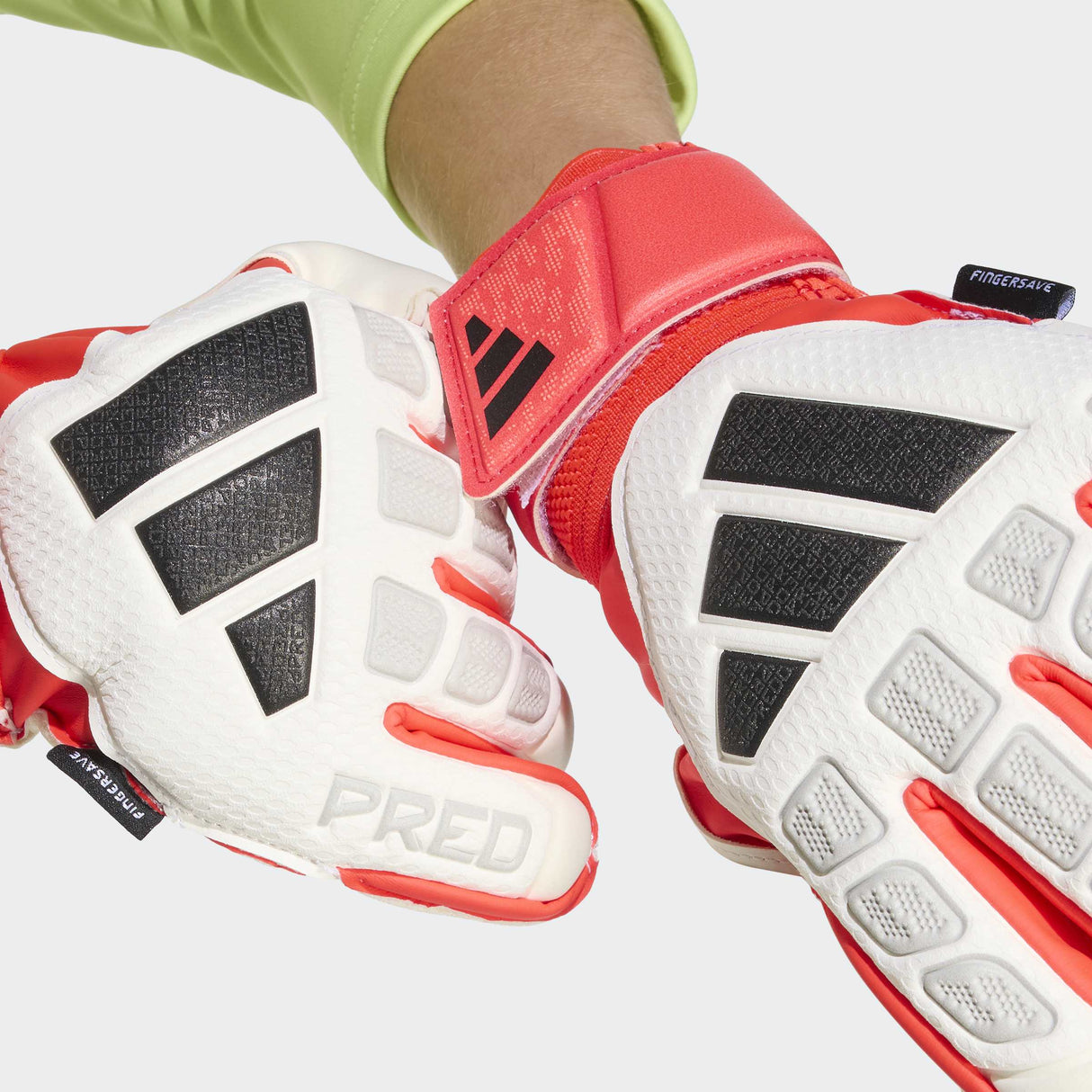 adidas Predator Match Fingersave Goalkeeper Youth Soccer Gloves - White/Red/Black - Best Buy Soccer