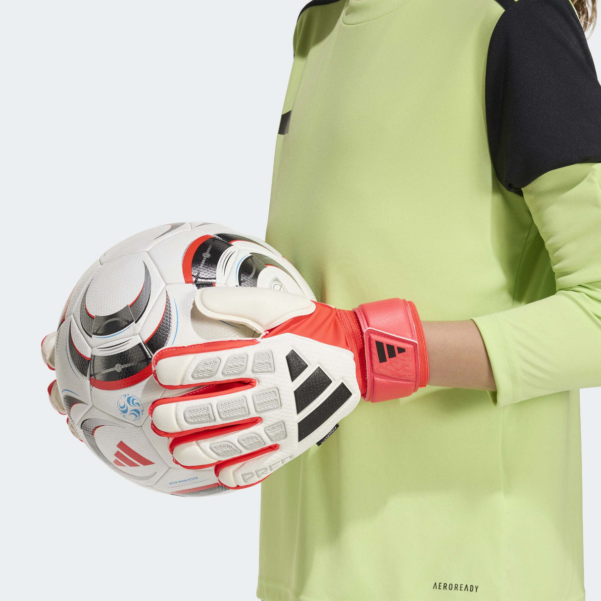 adidas Predator Match Fingersave Goalkeeper Youth Soccer Gloves - White/Red/Black - Best Buy Soccer