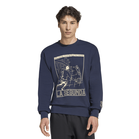 adidas Real Madrid Heritage Crew Men's Sweat - Navy - Best Buy Soccer
