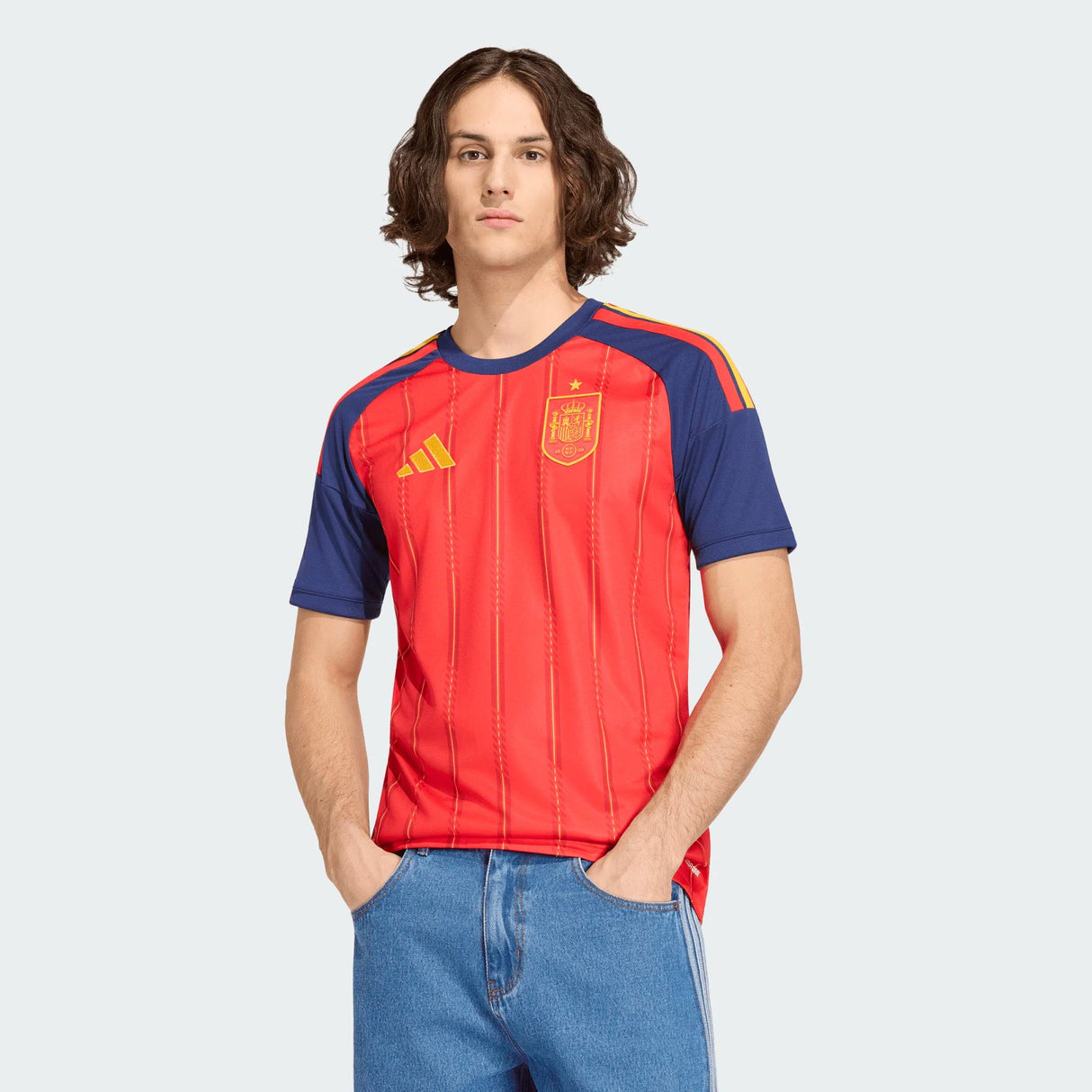 adidas Spain Home Men's Soccer Jersey 26 - Red - Best Buy Soccer