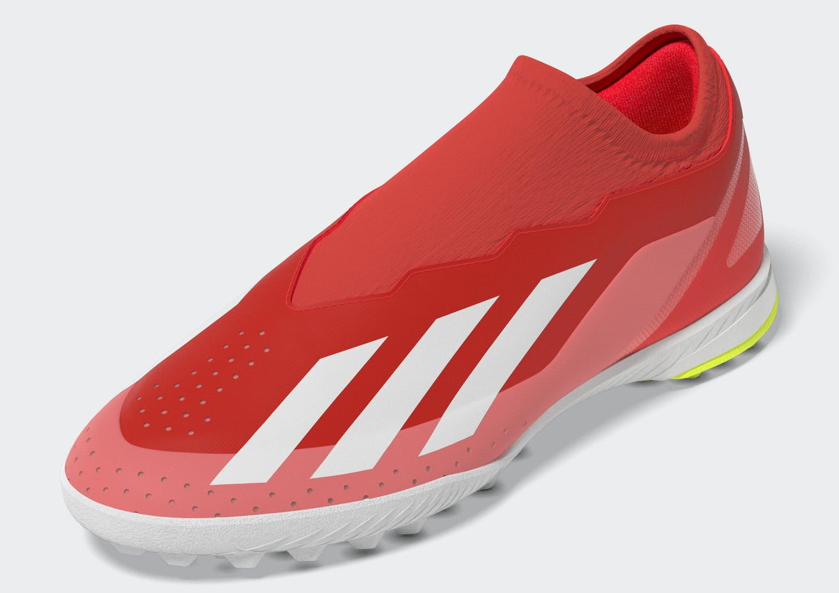 adidas X Crazyfast League LL TF Laceless Turf Boots Solar Red/White/Solar Yellow - Best Buy Soccer