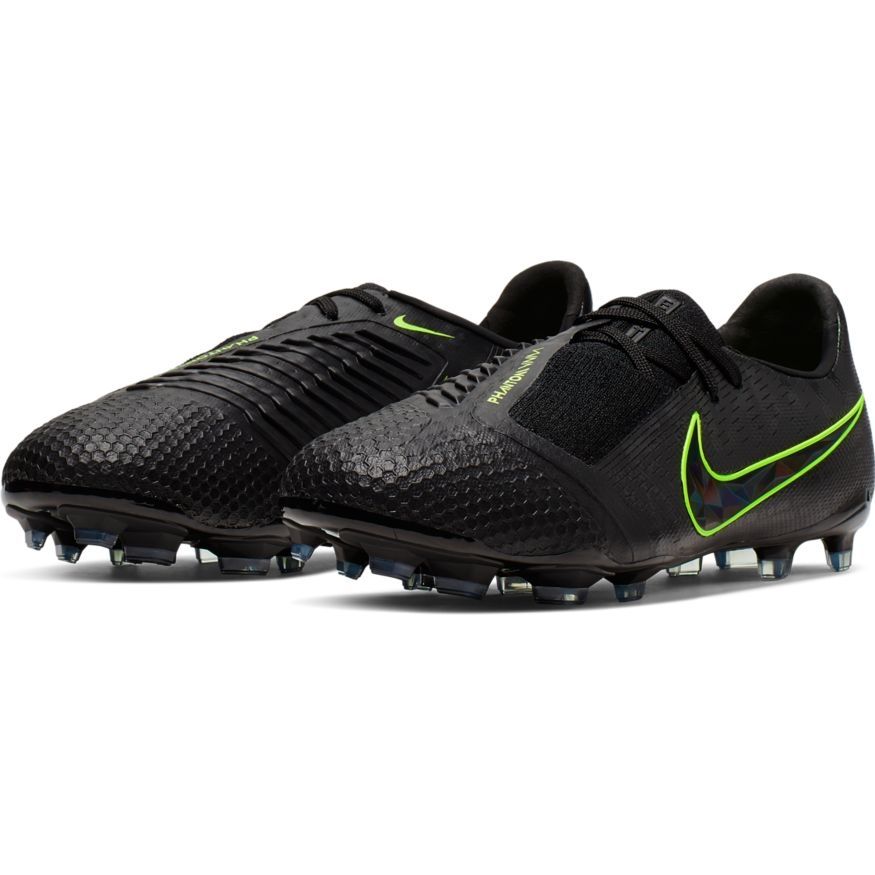 Tacos de fútbol para terreno firme Nike JR Phantom Venom Elite FG para jóvenes - Negro/Volt