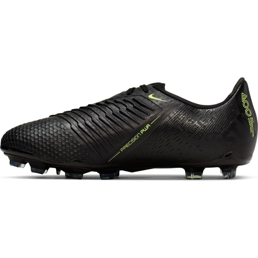 Tacos de fútbol para terreno firme Nike JR Phantom Venom Elite FG para jóvenes - Negro/Volt